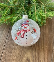 Snowmen Hand-painted christmas glass ornaments,Hand painted Christmas gl... - $26.25