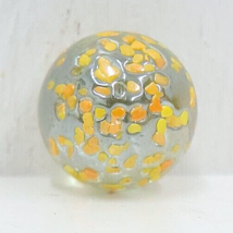 Clear Glass with Yellow Orange Flakes Glitterbomb 5/8in Target Marble Handmade - £9.55 GBP