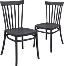 Black Canglong Pp School House Back Armless Dining Side Chair Set, And Kitchen. - £103.09 GBP