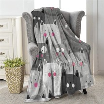 Colla Cute Cat Throw Blanket For Women And Girls, 50X40 Inch, Lightweight Soft - £30.35 GBP