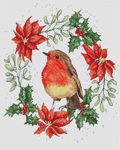 Fairy Tale Story cross stitch Robin bird pattern pdf - Winter embroidery  - $11.03