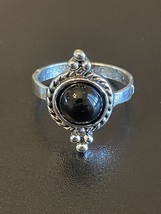 Black Onyx Stone S925 Sterling Silver Woman Ring Size 7 - £10.12 GBP