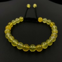 Natural Light Yellow Jade 8x8 mm Beaded Thread Macrame Bracelet TB-100 - £7.88 GBP