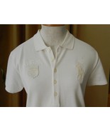 Ralph Lauren Top Ivory Shirt Large Pony USA Crest M mint - $52.78 CAD