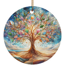 Watercolor Universe Tree Of Life Christmas Ornament Stained Glass Art Gi... - £11.87 GBP