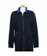 RALPH LAUREN Navy Blue Trim Cotton Modal Zip Front Logo Track Jacket XL - $59.99