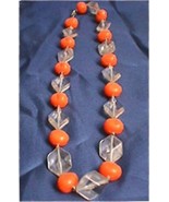 Necklace # 327 Orange And Clear 18 inches long - £4.00 GBP