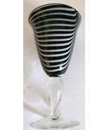 BLACK &amp; WHITE SWIRL STYLE MURANO HANDBLOWN ART GLASS GOBLET DISPLAY - $70.00