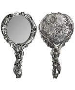 Alchemy Gothic Antiqued Silver Resin Bat &amp; Moon Hand Mirror Vampire V82 ... - £25.16 GBP
