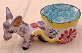 Vintage Italian Art Pottery Donkey Pulling Cart Wagon Creamer Hand Painted Farm - £15.24 GBP