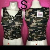 Army Front Crisscross Tie Tank Top~Size S NWOT - £22.81 GBP