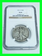 Key Date 1921-S Walking Liberty Silver Half Dollar Graded NGC VG-8 All Original - £173.97 GBP