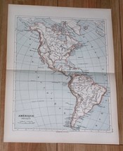 1887 ORIGINAL ANTIQUE FRENCH MAP OF AMERICAS NORTH AMERICA AND SOUTH AME... - $25.27