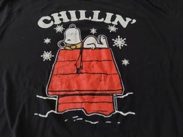 Peanuts Snoopy Woodstock Christmas T-shirt 3XL Black Chillin on the Rooftop - £10.97 GBP