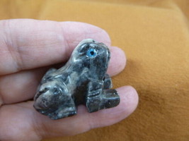 (y-fro-37) Gray baby FROG carving stone gemstone SOAPSTONE love little f... - $8.59