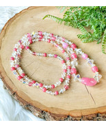 Vintage Pink Murano Italy Glass AB Crystal Graduated Bead Long Necklace ... - £37.14 GBP