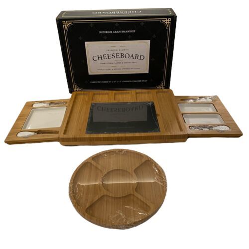 SMIRLY Brown Premium Bamboo Cheeseboard Charcuterie Platter Serving