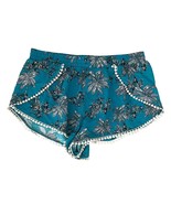 Iris Women&#39;s Blue Tropical Beach Boho Pom Pom Elastic Waist Shorts Size ... - $7.92