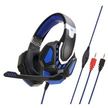 Headset Bass Sound Stereo Wired Headphones PC Blue NO LED - £19.29 GBP