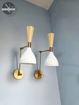 Vintage Brass Wall Sconce Mid Century 1950&#39;s Italian Stilnovo Sconce Lights - £106.57 GBP