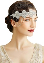 1920s Flapper Headband Crystal Great Gatsby Themed Wedding Headpiece Roaring 20s - £25.56 GBP