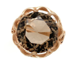 18k and 14k Rose Gold Handwrought Genuine Natural Smoky Quartz Ring (#J6... - $628.65