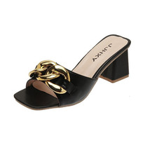 Women&#39;s High-heeled Sandals Free Shipping Korean Thick-heeled Slippers Square Sh - £26.22 GBP