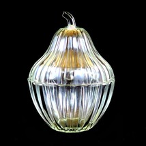 Glass Pear-Shaped Covered Bowl or Candy Dish Vintage Ribbed Design 7.5” ... - $24.70