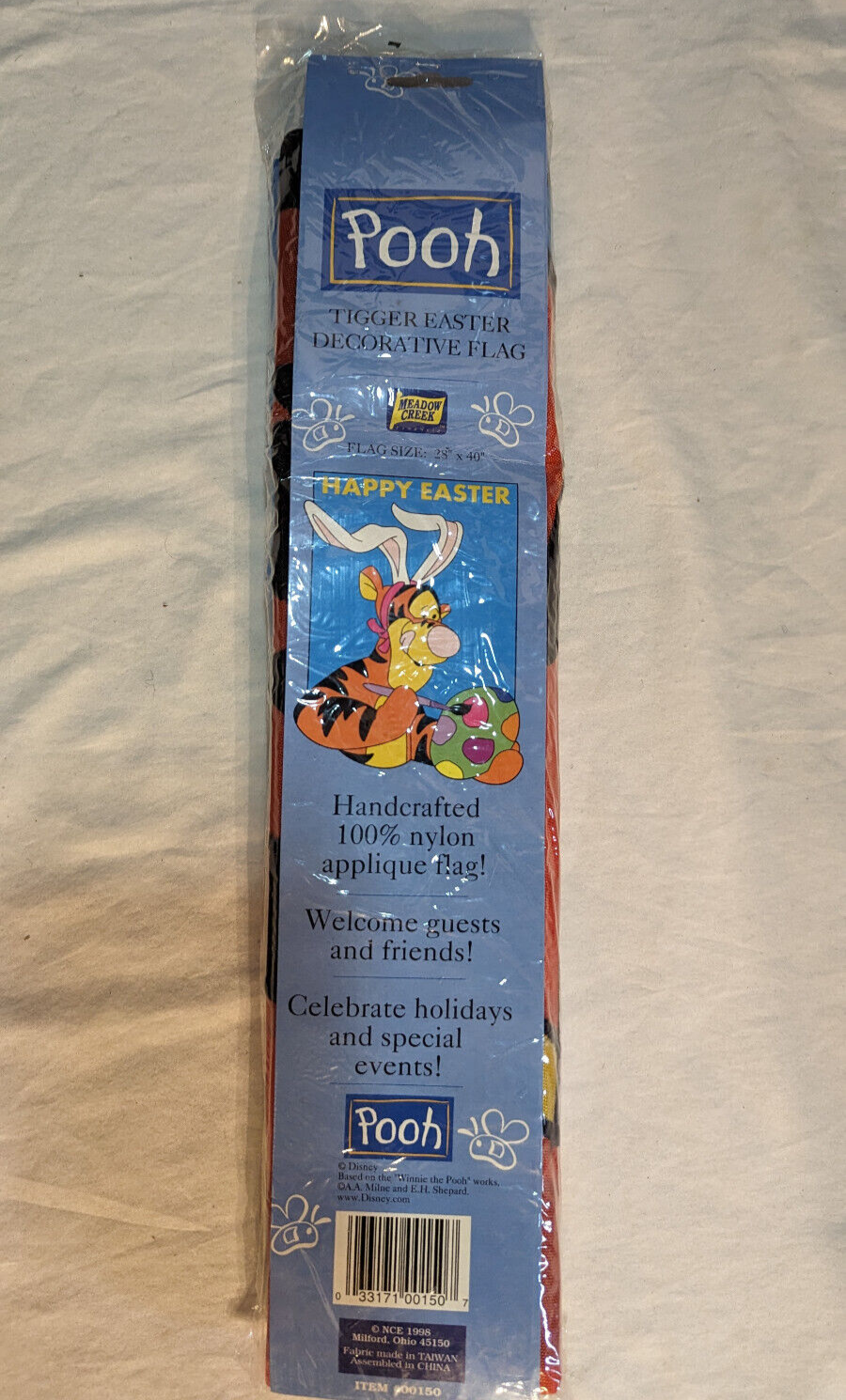 VTG 1998 Disney Winnie Pooh Tigger Easter Egg Nylon Outdoor Yard Flag 28x40 NEW - $24.18