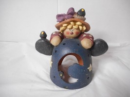 Terra Cotta Pottery Girl Scarecrow Rag Doll Black Birds VOTIVE Tea Light... - £12.45 GBP