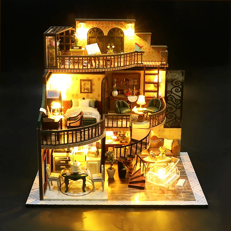 Creative handmade DIY 3D puzzle, pink doll house assembly model, children&#39;s - £45.28 GBP