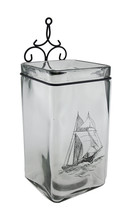 Scratch &amp; Dent Sailboat On Glass Square Shaped Table or Wall Vase 16 Inch - £19.00 GBP