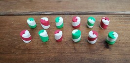 Beads (New) (12) 5/8&quot; X 1/2&quot; Red &amp; Green W/ White Beads - £7.74 GBP