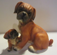 Vintage-Boxer Dog with Puppy Ceramic Figure signed / japan - £45.95 GBP