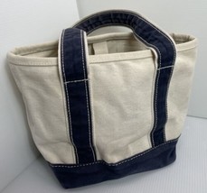 Vintage Canvas Navy Tote Bag With Interior Pockets 12” By 8” - £10.46 GBP