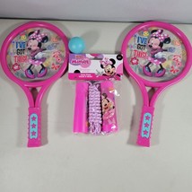 Disney Junior Minnie Mouse Lot Raquet Ball and Jump Rope Pink Girls Outdoor Fun - £9.16 GBP