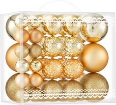 Christmas Ball Ornaments Set Seasonal Hanging Decorations 46 PCS(Gold) - £13.91 GBP