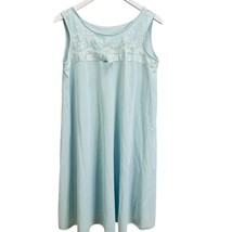 Vintage Shadowline Nightgown Size M Baby Blue Nylon Midi Bow 60s 70s - $34.60