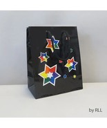 Gift Bag with handles Black with Star of David Multi color - $3.91