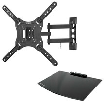 Vivo Black 23" To 55" Screen Adjustable Tv Wall Mount & Av, Dvd Floating Shelf - £58.18 GBP