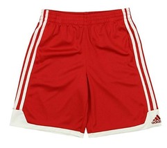 Adidas Boys&#39; Key Item Shorts,Size Small- 8, Scarlet Red/White ,New - $12.99