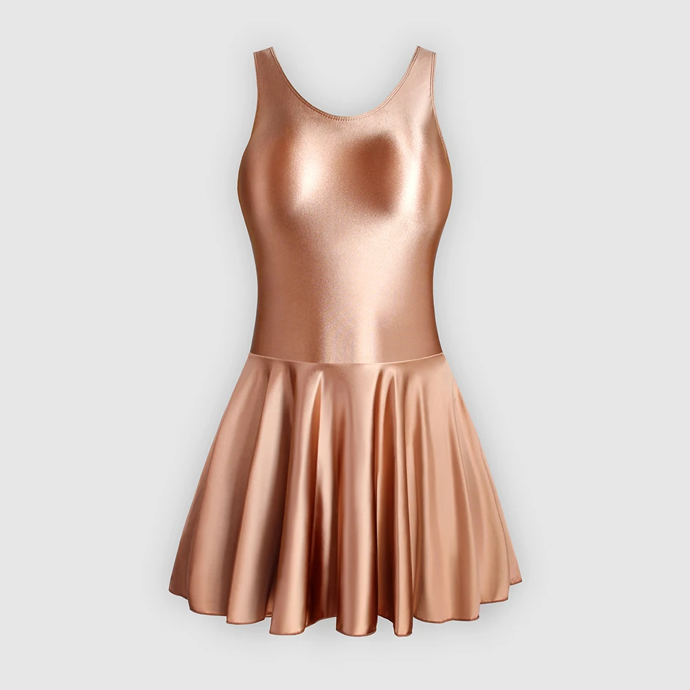 MASKED STAFFS Silk smooth glossy dress  tight Crew neck vest ballet skirt Yoga s - £111.57 GBP