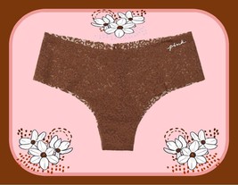 S   Cappucino Brown Coffee NOSHOW All Lace Victorias Secret PINK Cheekster Panty - £8.64 GBP