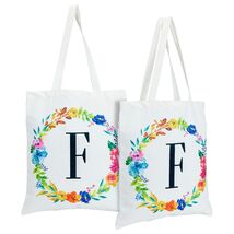 Okuna Outpost Canvas Tote Bags Set of 2 Monogram F Floral 29in - $103.67 MXN