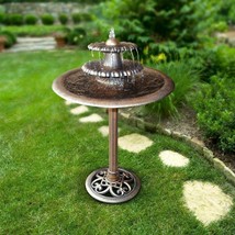 Bronze Plastic 3 Tier Garden Fountain WITH PUMP Outdoor Decor Water Bird... - £134.30 GBP