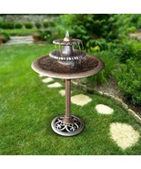 Bronze Plastic 3 Tier Garden Fountain WITH PUMP Outdoor Decor Water Bird... - £134.71 GBP