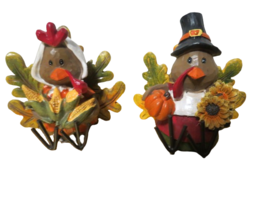 Ashland Fall Resin Set Of 2 Turkey Figurines 4&quot;T Girl Boy Thanksgiving H... - £11.69 GBP