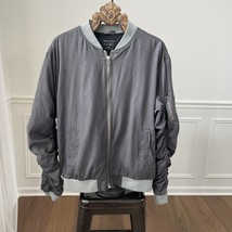 Urban Outfitters Mens Flight Bomber Jacket Knit Trim Shale Grey L - $483.01 MXN