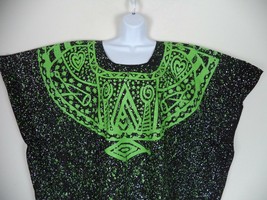 Women&#39;s Green On Black Handmade African Traditional Bubu Dress. OSFA. - £21.90 GBP