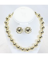 Estate Jewelry Gold Necklace  18&quot; and Clip Earrings - $10.70 CAD